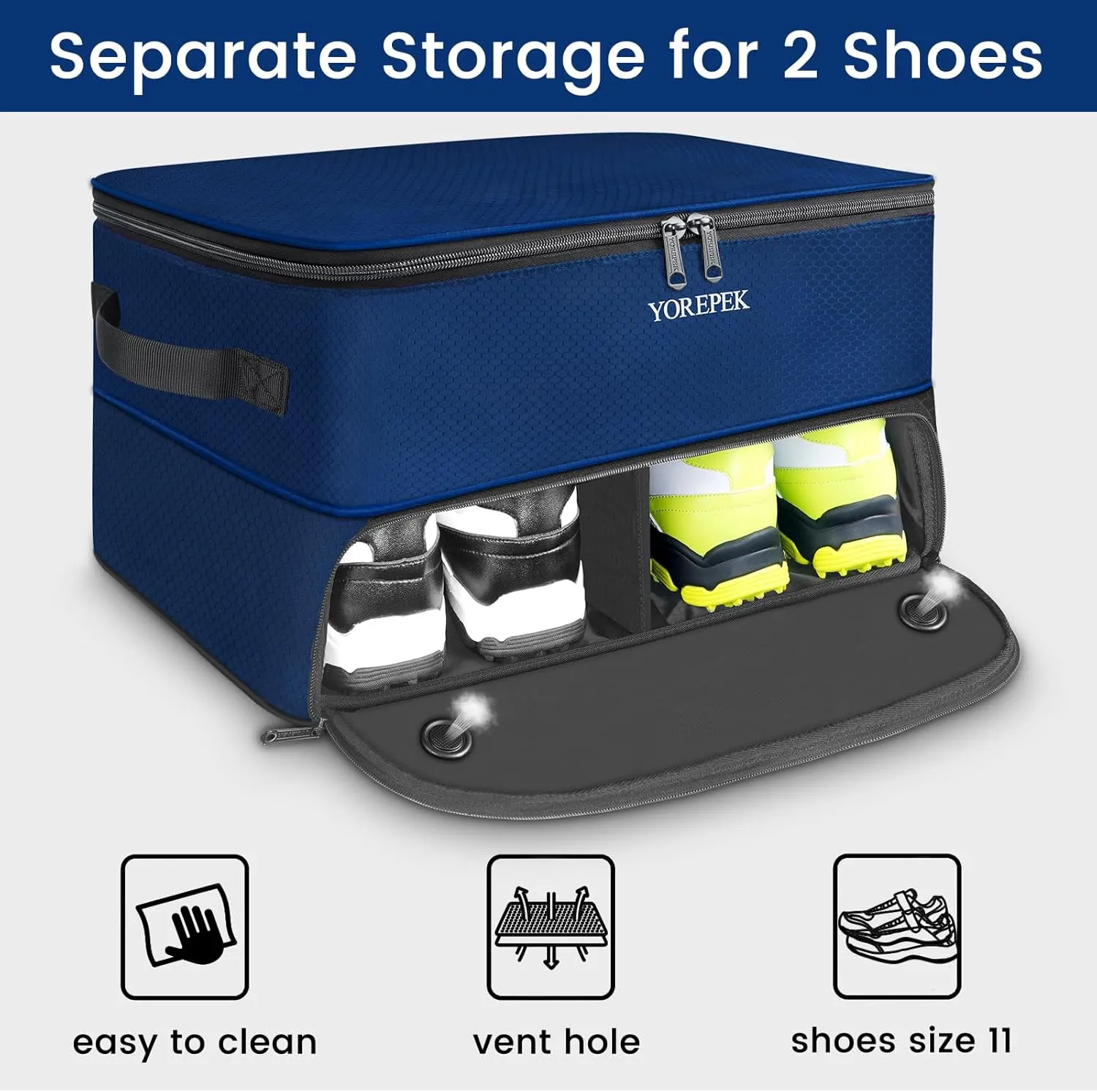 YOREPEK 2 Layer Golf Trunk Organizer, Golf Gifts for Men with Separate Ventilated Compartment for 2 Pair Shoes, Waterproof Car Trunk Locker for Balls, Tees, Clothes, Gloves, Accessories, Golfer Gifts