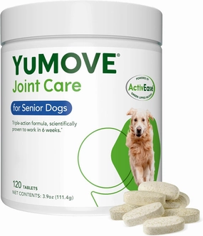 YuMOVE Hip and Joint Supplement - 120 Tablets with Glucosamine, Chondroitin, Omega 3, Hyaluronic Acid, Green Lipped Mussel, & Fish Oil for Dogs - Joint Support Supplement - Senior Dogs
