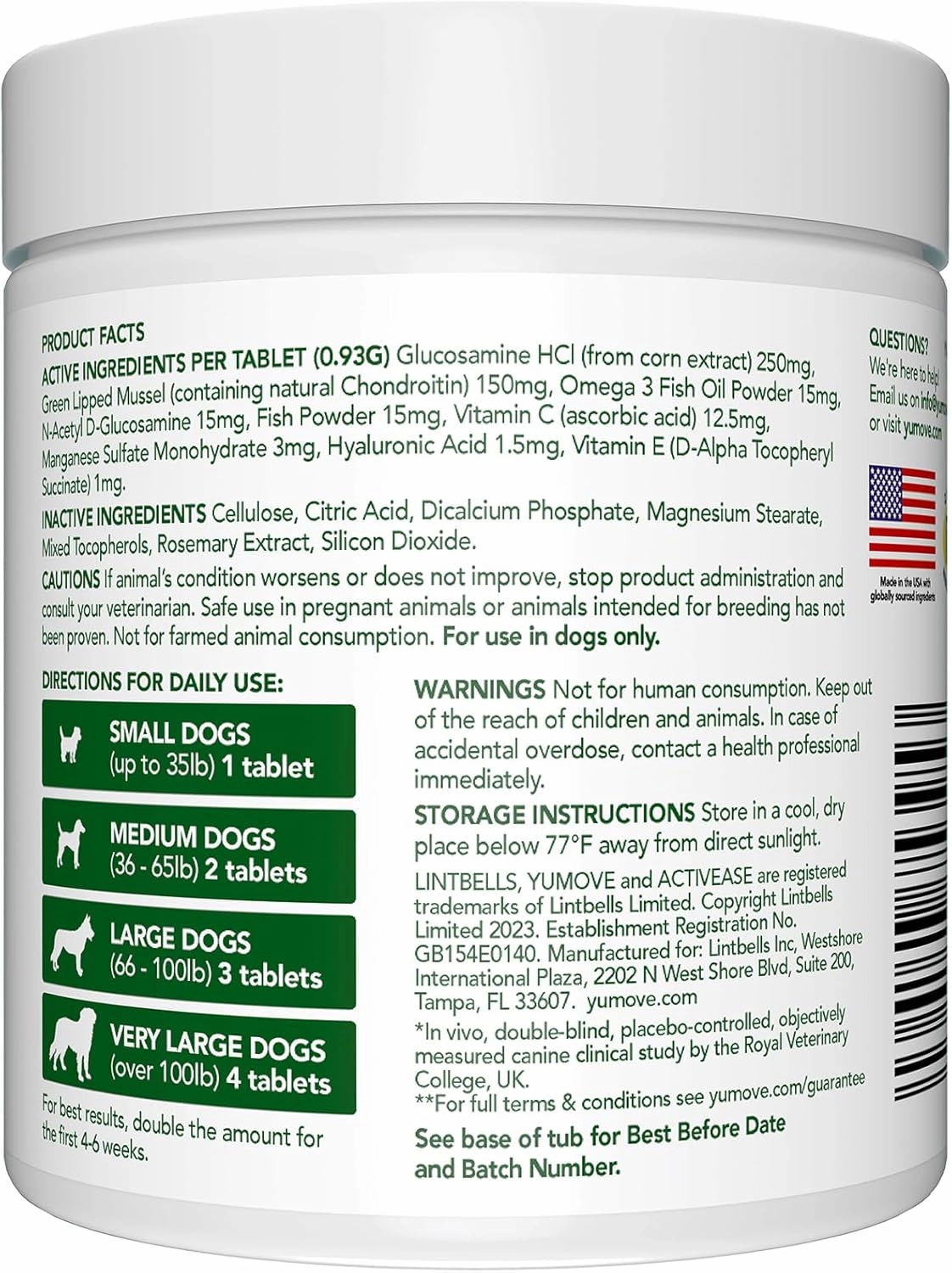 YuMOVE Hip and Joint Supplement - 120 Tablets with Glucosamine, Chondroitin, Omega 3, Hyaluronic Acid, Green Lipped Mussel, & Fish Oil for Dogs - Joint Support Supplement - Senior Dogs