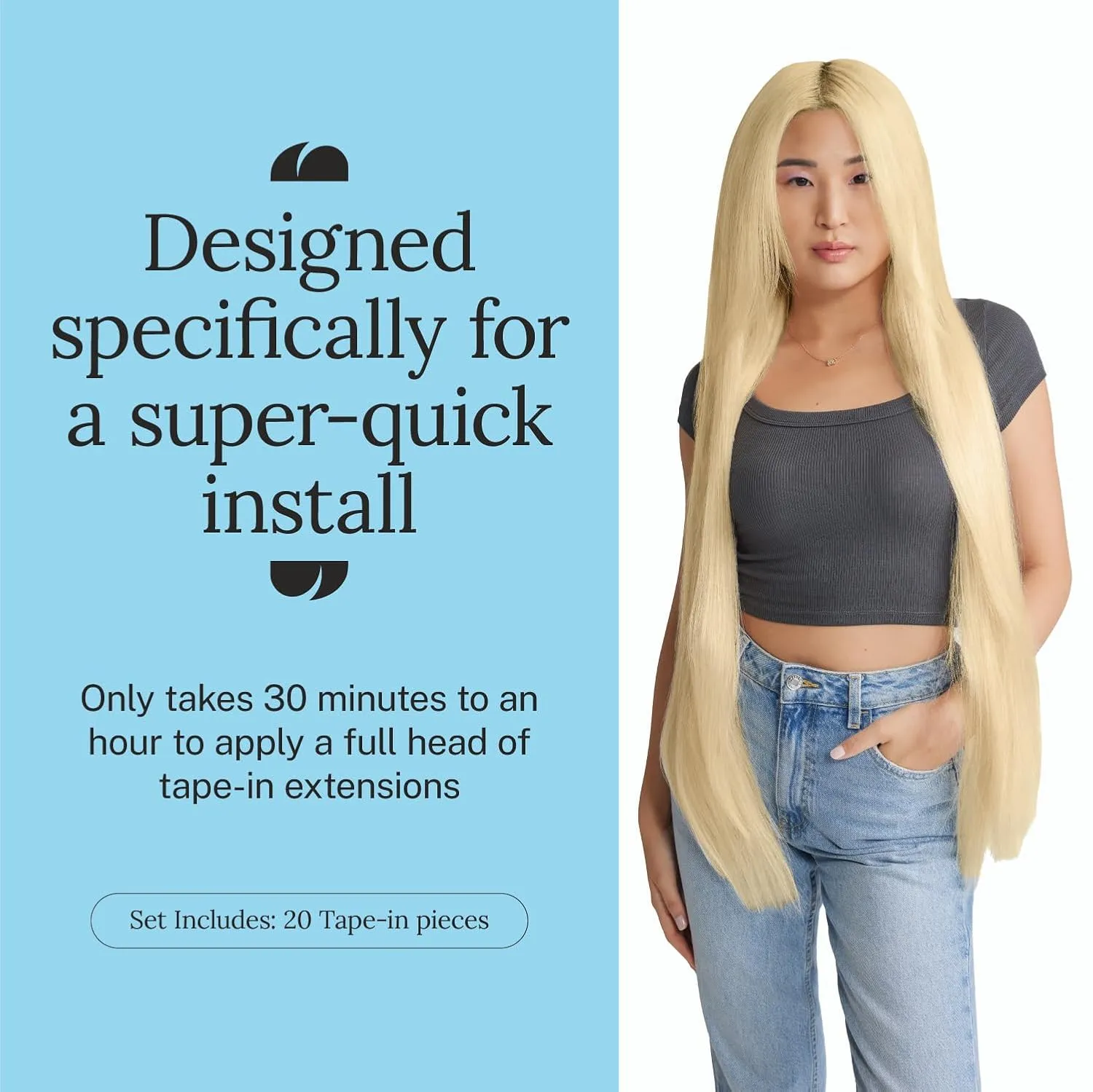 Zala Tape-In Human Remy Hair Extensions - Natural, Silky & Straight Discreet Tape in Extensions - Blend Easy into Natural Hair - 20 Piece Bundle, in Beachy Blonde (52g / 20 inch)