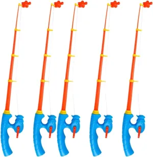 Zerodeko 5 PCS Magnetic Fishing Toy Pole, Magnet Fishing Rods, Fishing Bath Toy Game Fishing Rod for Magnetic Fishing Games, Educational Learning Toys for Boys Girls Kids (Random Color)