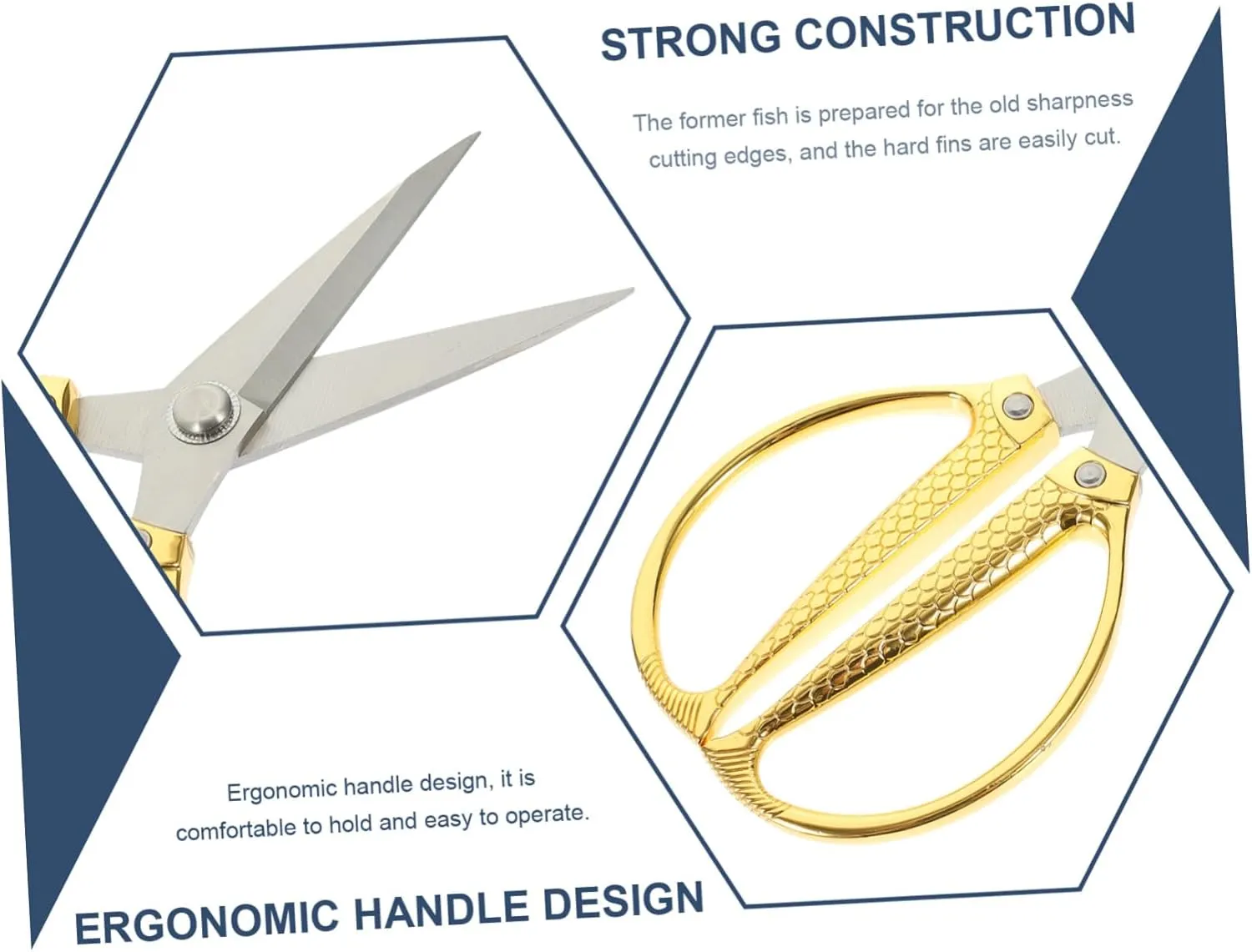Zerodeko Stainless Steel Scissors Kitchen Shears Fish Pattern Safe and Easy to Use