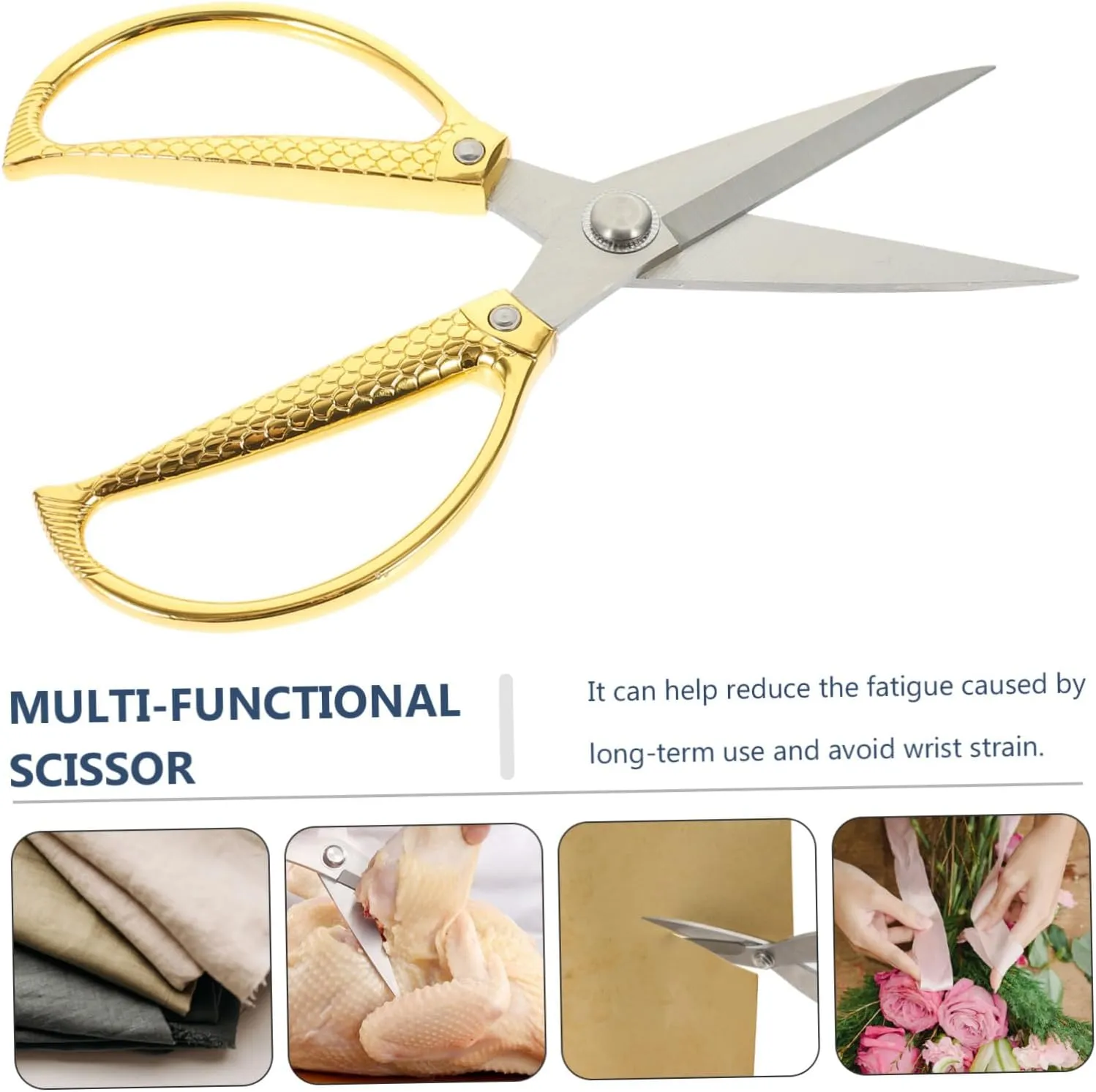 Zerodeko Stainless Steel Scissors Kitchen Shears Fish Pattern Safe and Easy to Use