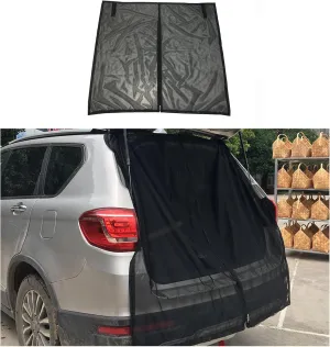 Ziciner Car Camping Tailgate Mosquito Net for SUV Tailgate, Magnetic Mount with Elastic Band Zipper, Breathable Auto Camping Mesh Rear Shades for Preventing Bugs Mosquitoes (L: 65"×59")