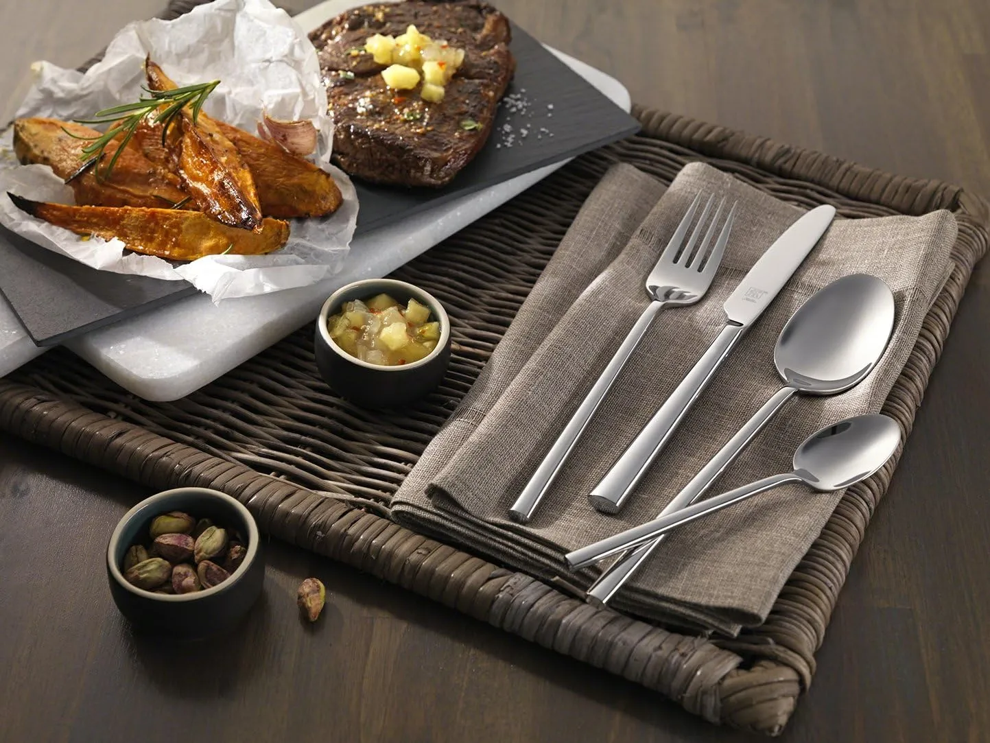 ZWILLING Premier Series Opus 45-Piece Stainless Steel Flatware Set - Made with Special Formula Steel Perfected for Almost 300 Years, Dishwasher Safe, Service for 8