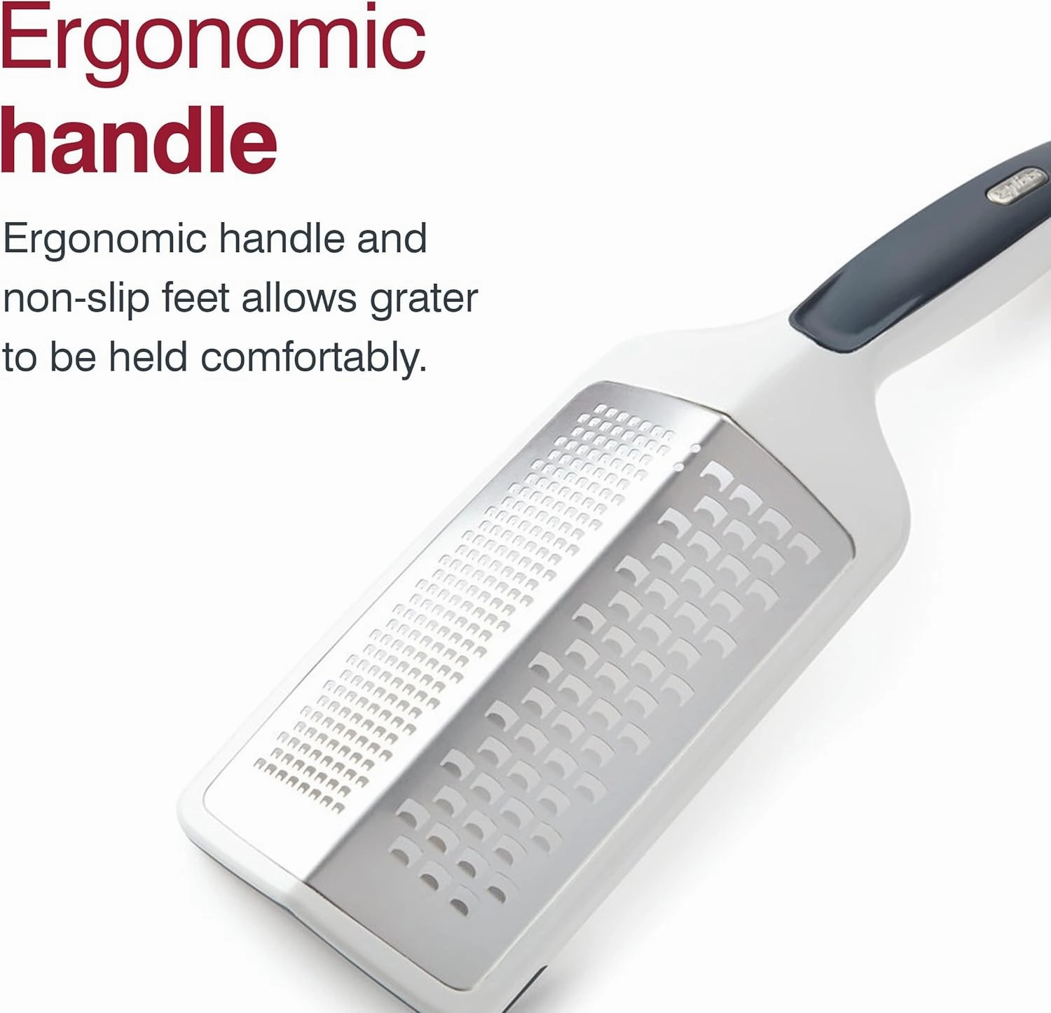 Zyliss Smooth Glide Dual Grater - Dual Two-Sided Cheese Grater for Medium and Coarse Grating - Kitchen Grater for Chocolate, Ginger, Nutmeg and Hard Cheeses - Dishwasher Safe - White